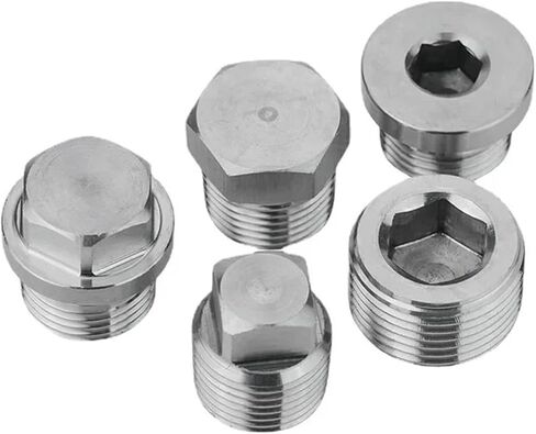1 قطعة 1/8 "1/4" 3/8 "1/2" 3/4 "1" -1-1/2 "ذكر غاطسة شفة عرافة مربع نهاية التوصيل غطاء 304 ماسورة من الفولاذ المقاوم للصدأ المناسب (شفة سداسية خارجية ، NPT SS316) in Kuwait