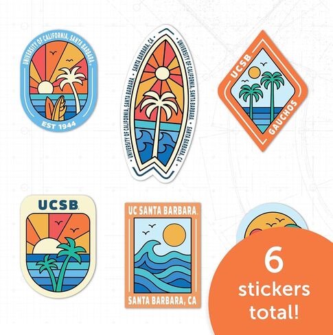 Desert Cactus University of California Santa Barbara Sticker UCSB Gauchos Vinyl Decals Laptop Water Bottle Car Scrapbook T2 (Type 2-Surfing) in Saudi Arabia