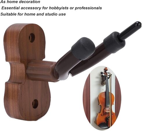 HERCHR Violin Wall Mount, Black Walnut Wood Violin Hanger Wall Mount with Bow Holder for Music Studio, Bedroom, Living Room in Kuwait
