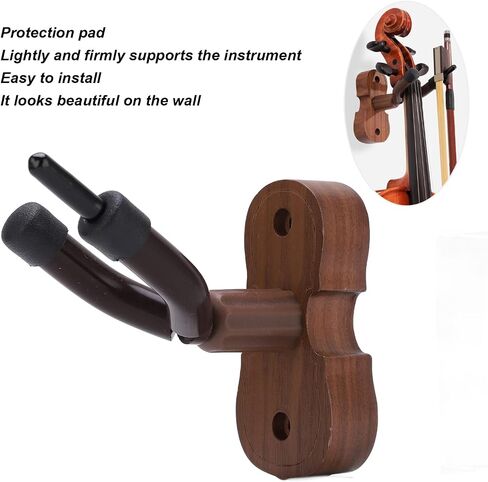 HERCHR Violin Wall Mount, Black Walnut Wood Violin Hanger Wall Mount with Bow Holder for Music Studio, Bedroom, Living Room in Kuwait