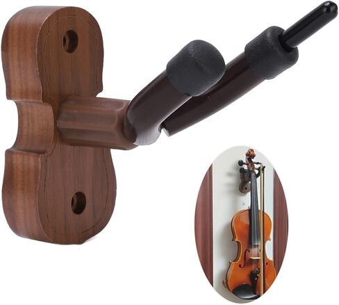 HERCHR Violin Wall Mount, Black Walnut Wood Violin Hanger Wall Mount with Bow Holder for Music Studio, Bedroom, Living Room in Kuwait