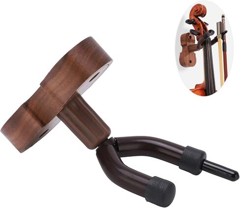HERCHR Violin Wall Mount, Black Walnut Wood Violin Hanger Wall Mount with Bow Holder for Music Studio, Bedroom, Living Room in Kuwait