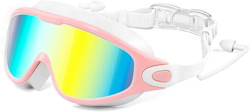SPOSUNE Adult Large Swim Goggles, Wide View, Anti Fog | UV Protection & No Leak Design, Matched Ear Plugs Included, Comfortable Fit for Men Women Swimming in Kuwait