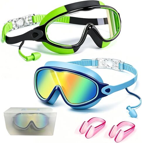 Kids Swim Goggles,Wide View Anti Fog Swimming Goggles for Boys Girls 3-16 with UV Protection,Pool Beach Essentials in Kuwait