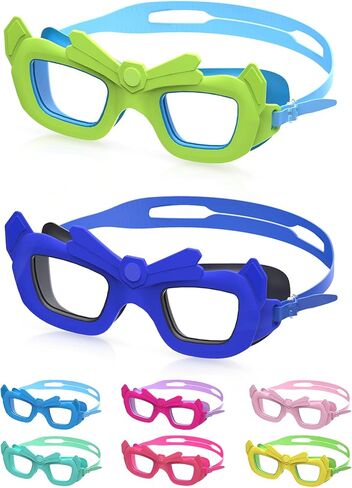 Kids Swim Goggles 2 Pack for Kids Toddlers 3-14, Anti Fog/UV Leakproof Clear Pool Swimming Goggles for Boys Girls in Kuwait
