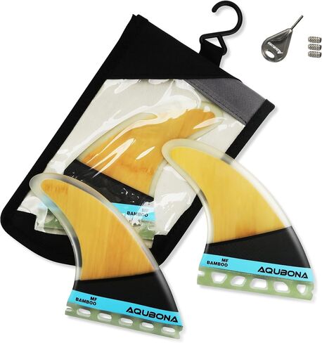 Bamboo Thruster Fin Sets Large (MF) Fiberglass Performance Surfboard Fins Single Tab or Twin Tab Compatible with Fin Bag Key Screws in Kuwait