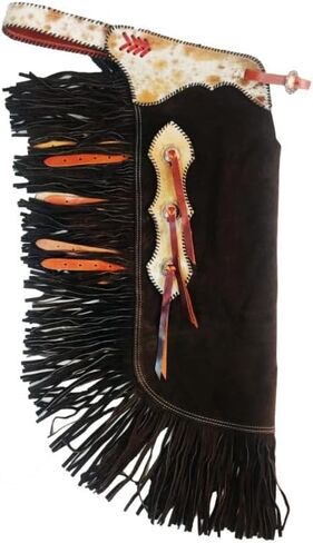 Showman Brown Suede Leather Chinks w/Hair-On Cowhide Accent in Kuwait