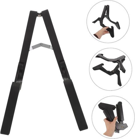 Toddmomy Folding Instrument Stand for Violin, Ukulele, Mandolin and Guitar – Portable Black Plastic Floor Holder with A-frame Support for Home Practice, Studio, and Event Use in Kuwait