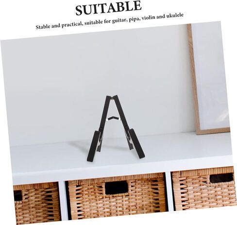 Toddmomy Folding Instrument Stand for Violin, Ukulele, Mandolin and Guitar – Portable Black Plastic Floor Holder with A-frame Support for Home Practice, Studio, and Event Use in Kuwait