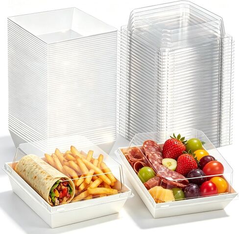 50Pack Brown 4"x4"x2.5" Charcuterie Boxes with Clear Lids Bakery, Chocolate Covered Strawberries, Cupcake, Pie, Treat, Macaron Boxes for Christmas, Valentine's in Kuwait