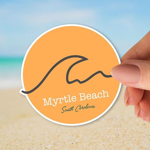 Squiddy Myrtle Beach South Carolina Wave - Vinyl Sticker Decal for Phone, Laptop, Water Bottle (2.5" high) in Kuwait