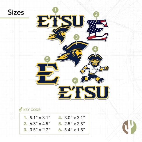 Desert Cactus East Tennessee State University Sticker ETSU Buccaneers Bucsr Vinyl Decals Laptop Water Bottle Car Scrapbook Sheet T2 (Type 2-3) in Saudi Arabia