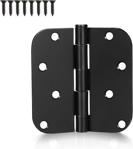 KNOBWELL 12 Pack 4" X 4" Matte Black Door Hinges No Squeak Hinges Rounded Square Corner, 5/8 Inch Round Radius Exterior Door Hinge in Black in Kuwait