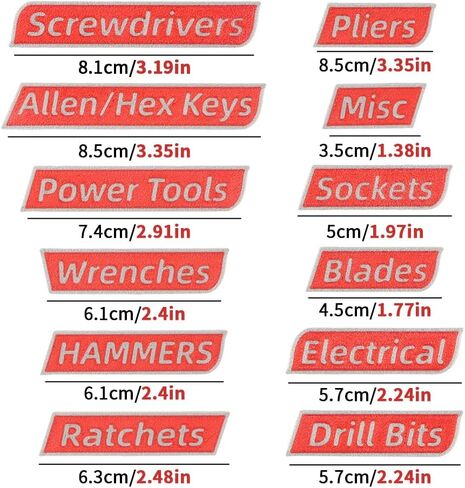 12 Pack Magnetic Toolbox Labels, Reusable 3D-Printed Tags for Toolboxes, Carts, Drawers & Cabinets, Customizable Magnetic Labels Designed for Garage Enthusiasts and DIYers(Red) in Kuwait