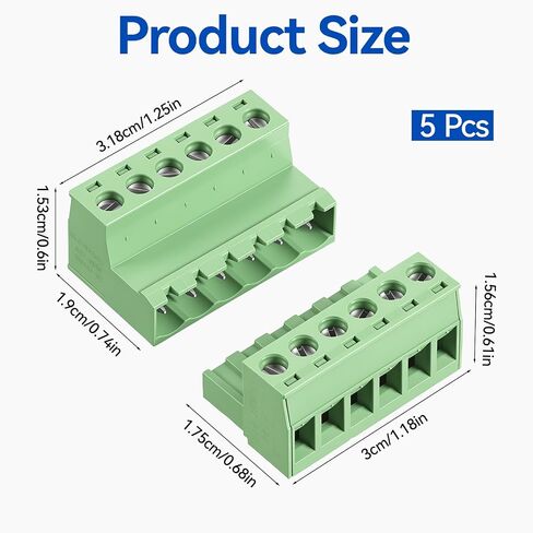 5 Sets 6 Pin Connector Screw Terminal Block Pluggable Quick No Soldering Phoenix Type Connectors 6 Pin 3.81mm Pitch Screws Terminal Block Connector Assortment Kit for 28-16AWG Cable in Kuwait