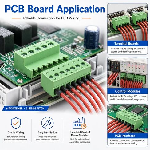 5 Sets 6 Pin Connector Screw Terminal Block Pluggable Quick No Soldering Phoenix Type Connectors 6 Pin 3.81mm Pitch Screws Terminal Block Connector Assortment Kit for 28-16AWG Cable in Kuwait