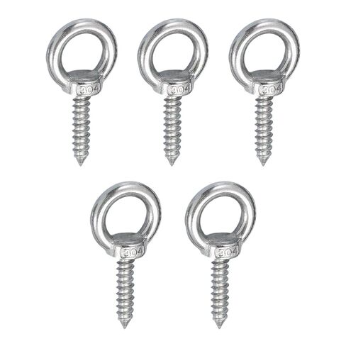 5Pcs 304 Stainless Steel Eye Bolt, M4*16 Self Tapping Eye Hooks for Wood Hanging Tie Downs Hammock Swing Chair Yoga in Kuwait