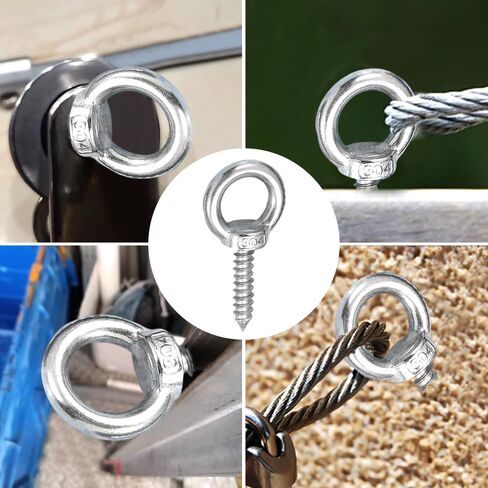 5Pcs 304 Stainless Steel Eye Bolt, M4*16 Self Tapping Eye Hooks for Wood Hanging Tie Downs Hammock Swing Chair Yoga in Kuwait