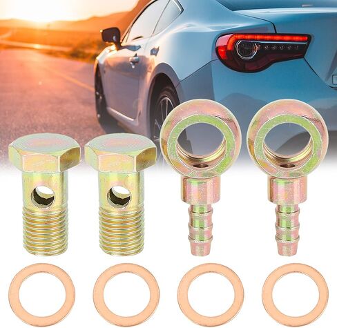 X AUTOHAUX 2 مجموعات 14 مللي متر قطر خرطوم بانجو بارب بولت تركيبات مسمار بانجوي غسالة برونزية لهجة معدنية لسيارة دراجة نارية in Kuwait