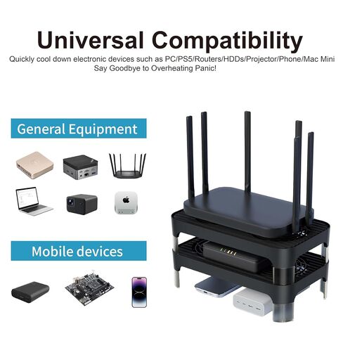 X4-V2 Quiet USB Cooling Fan, High Performance Dual 140mm USB PC Fan, 3Speeds Controller & 2 USB Ports, Stackable Design for Router, Mini PC, Laptop, PlayStation, Xbox, Computer Cabinet Cooling in Kuwait