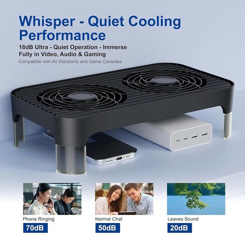 X4-V2 Quiet USB Cooling Fan, High Performance Dual 140mm USB PC Fan, 3Speeds Controller & 2 USB Ports, Stackable Design for Router, Mini PC, Laptop, PlayStation, Xbox, Computer Cabinet Cooling in Kuwait