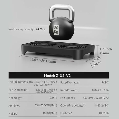X4-V2 Quiet USB Cooling Fan, High Performance Dual 140mm USB PC Fan, 3Speeds Controller & 2 USB Ports, Stackable Design for Router, Mini PC, Laptop, PlayStation, Xbox, Computer Cabinet Cooling in Kuwait