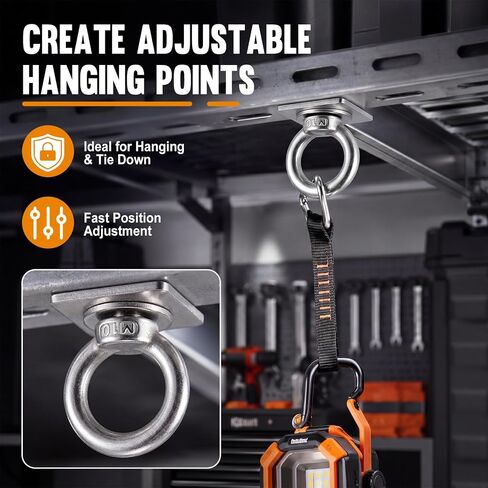 Landhoow 20 Pack M10 Strut Channel Nut and Eye Bolt Set, M10 Stainless Steel Long Spring Channel Nut and Eye Bolts for Hanging, Tie Down, Outdoor & Hardware Fixing, Long Spring in Kuwait