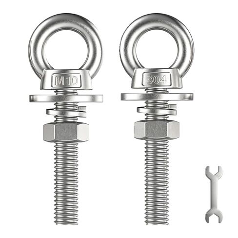 8 Pack M12 Stainless Steel Eye Bolts with Nuts and Washers, 1/2" x 3" Long Lifting Ring Eye Bolt, Heavy Duty Marine Grade 304 Eyebolts for Outdoor String Light Hanging, Tie Down Anchors in Kuwait