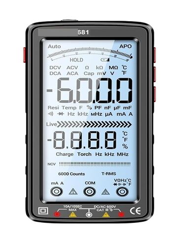 681 Digital Multimeter Rechargable Non-Contact Voltage Tester AC/DC Voltage Meter LCD Screen Current Tester(681 Black) in Kuwait