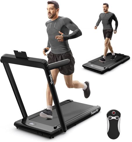 جهاز سير كهربائي 2 في 1 قابل للطي من Goplus، جهاز مشي كهربائي Superfit بقوة 2.25 حصان تحت المكتب، بدون تركيب مع جهاز تحكم عن بعد، تحكم في التطبيق وشاشة LED، المشي والركض للمكتب المنزلي in Kuwait
