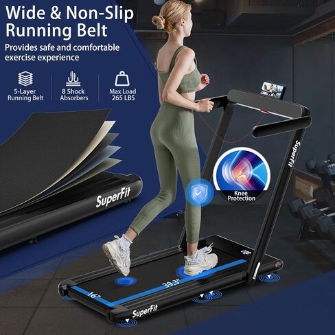 جهاز سير كهربائي 2 في 1 قابل للطي من Goplus، جهاز مشي كهربائي Superfit بقوة 2.25 حصان تحت المكتب، بدون تركيب مع جهاز تحكم عن بعد، تحكم في التطبيق وشاشة LED، المشي والركض للمكتب المنزلي in Kuwait