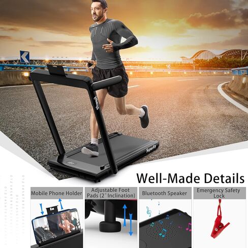 جهاز سير كهربائي 2 في 1 قابل للطي من Goplus، جهاز مشي كهربائي Superfit بقوة 2.25 حصان تحت المكتب، بدون تركيب مع جهاز تحكم عن بعد، تحكم في التطبيق وشاشة LED، المشي والركض للمكتب المنزلي in Kuwait