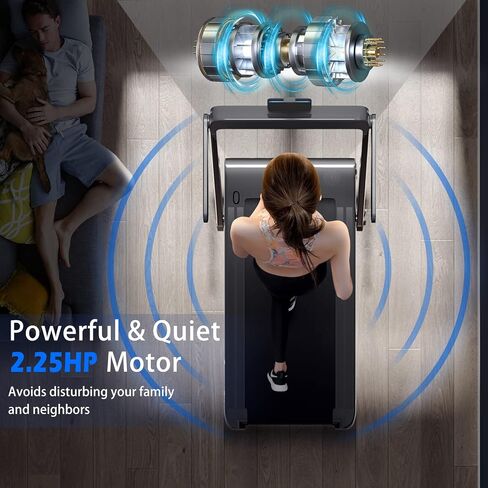جهاز سير كهربائي 2 في 1 قابل للطي من Goplus، جهاز مشي كهربائي Superfit بقوة 2.25 حصان تحت المكتب، بدون تركيب مع جهاز تحكم عن بعد، تحكم في التطبيق وشاشة LED، المشي والركض للمكتب المنزلي in Kuwait