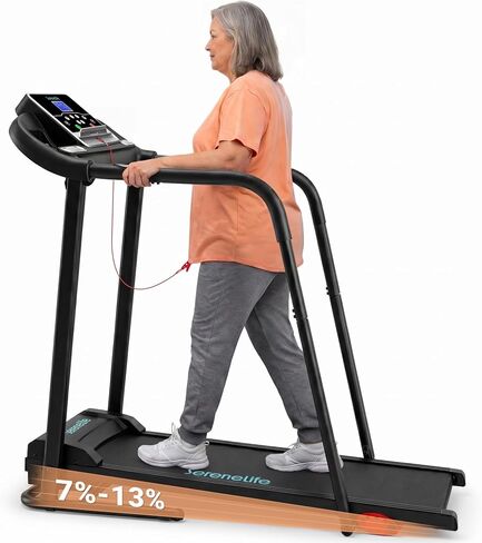 SereneLife Electric Folding Treadmill Exercise Machine - Smart Compact Digital Workout Fitness Trainer w/Bluetooth App Sync, Manual Incline Adjustment, for Walking, Running, Gym in Kuwait