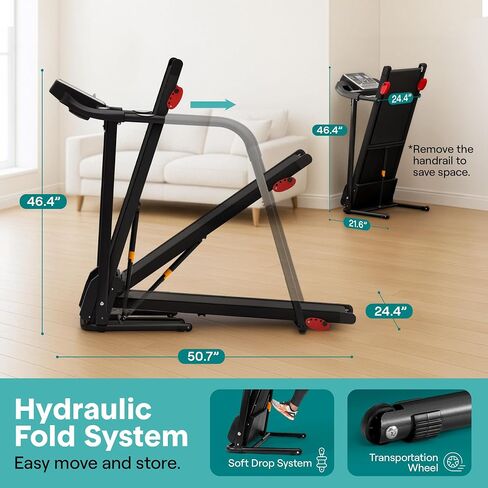 SereneLife Electric Folding Treadmill Exercise Machine - Smart Compact Digital Workout Fitness Trainer w/Bluetooth App Sync, Manual Incline Adjustment, for Walking, Running, Gym in Kuwait