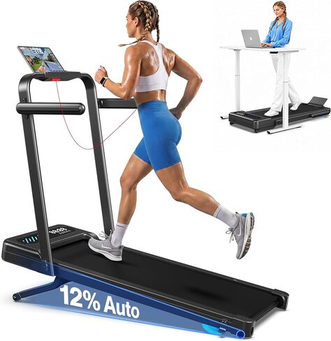 وسادة المشي Cardirun مع انحدار تلقائي بنسبة 12%، وسادة مشي قابلة للطي مع شريط مقبض، سعة 375 رطل، أجهزة مشي هادئة تحت المكتب بقوة 3.5 حصان للمنزل مع شاشة LED، تطبيق ذكي وجهاز تحكم عن بعد in Kuwait