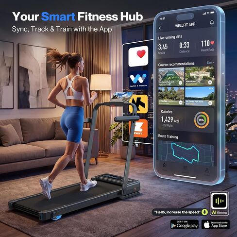 وسادة المشي Cardirun مع انحدار تلقائي بنسبة 12%، وسادة مشي قابلة للطي مع شريط مقبض، سعة 375 رطل، أجهزة مشي هادئة تحت المكتب بقوة 3.5 حصان للمنزل مع شاشة LED، تطبيق ذكي وجهاز تحكم عن بعد in Kuwait