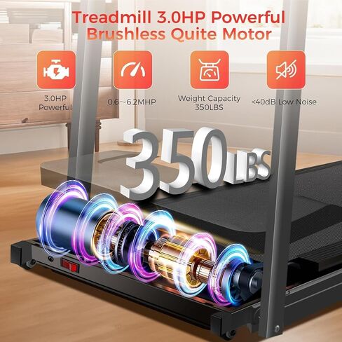 Treadmills for Home, Walking Pad with Handle Bar - 3.0 HP Portable Foldable Treadmill, 350 LBS Weight Capacity, LED Display, Compact Design - Ideal for Home Users, Office Professionals in Kuwait