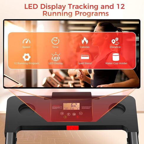 Treadmills for Home, Walking Pad with Handle Bar - 3.0 HP Portable Foldable Treadmill, 350 LBS Weight Capacity, LED Display, Compact Design - Ideal for Home Users, Office Professionals in Kuwait