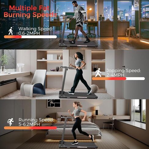 Treadmills for Home, Walking Pad with Handle Bar - 3.0 HP Portable Foldable Treadmill, 350 LBS Weight Capacity, LED Display, Compact Design - Ideal for Home Users, Office Professionals in Kuwait