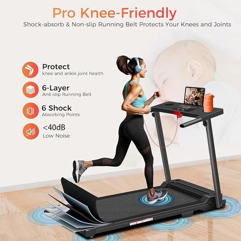 Treadmills for Home, Walking Pad with Handle Bar - 3.0 HP Portable Foldable Treadmill, 350 LBS Weight Capacity, LED Display, Compact Design - Ideal for Home Users, Office Professionals in Kuwait