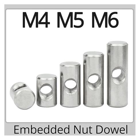 Barrel Bolts,Barrel Bolt Barrel Bolts, M4 M5 M6 Cylindrical Pin Stainless Steel Dowel Cross Hole Hammer Embedded Nut(OD10 M6x28(5PCS)) in Kuwait