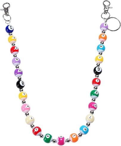 Stylish Beaded Pants Chain for Men Women - Colorful Wallet Chain Jean chains with Billiard or Football Design in Kuwait