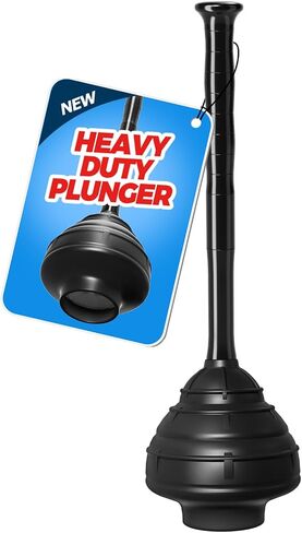 FORASTO Heavy Duty Plunger - Extra Large Diameter & Enhanced Cavity Design for Powerful Clog Removal, Odorless Toilet Plunger for Bathroom/Sink, Bathroom Accessories & Cleaning Supplies, Black in Saudi Arabia