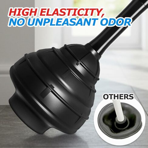 FORASTO Heavy Duty Plunger - Extra Large Diameter & Enhanced Cavity Design for Powerful Clog Removal, Odorless Toilet Plunger for Bathroom/Sink, Bathroom Accessories & Cleaning Supplies, Black in Saudi Arabia