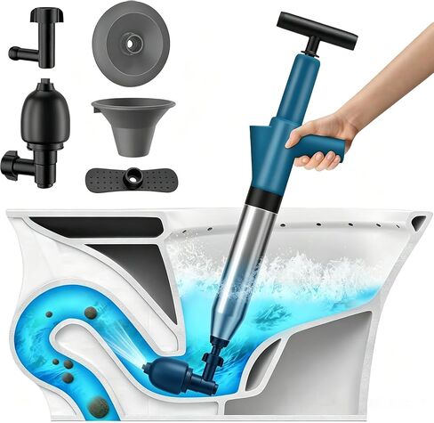 Toilet Plunger, Drain Clog Remover, Plungers for Bathroom, High-Pressure Air Drain Blaster with Real-Time Barometer Powerful Heavy Duty Toilet Snake for Sink, Floor, Kitchen Clogged in Saudi Arabia