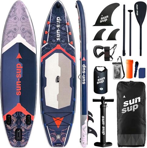 SUN-SUP Inflatable Stand Up Paddle Board, Available in 10.6ft & 11ft, Non-Slip Deck with Full Accessories for Teens and Adults in Kuwait
