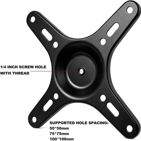 VESA Mount Adapter Plate Portable Monitor TV Wall Mount Bracket Universal 50x50mm 75x75mm 100x100mm Hole Spacing 1/4 Inch Threaded Hole Includes 4 Screws for Connecting to Tripod Black in Saudi Arabia