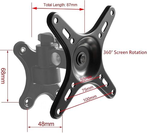 VESA Mount Adapter Plate Portable Monitor TV Wall Mount Bracket Universal 50x50mm 75x75mm 100x100mm Hole Spacing 1/4 Inch Threaded Hole Includes 4 Screws for Connecting to Tripod Black in Saudi Arabia