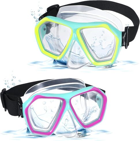 2 Pack Swim Goggles Adult with Nose Cover, Anti-fog Clear Diving Mask with Elastic Strap No Leak 180°Clear View in Kuwait